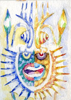 Smiling Squid Robert Mortensen Milton WI watercolor  SOLD